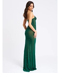 Miss Circle Women's Fatima Green Crystal Sleeveless Corset Mermaid Maxi Dress