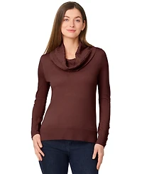 Melissa Paige Women's Petite Chevron-Trimmed Cowl-Neck Sweater