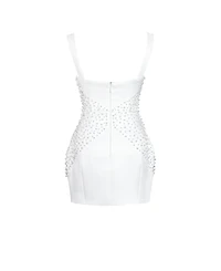 Miss Circle Women's Tais Pearl Beaded Cocoon Shape Sleeveless Mini Dress
