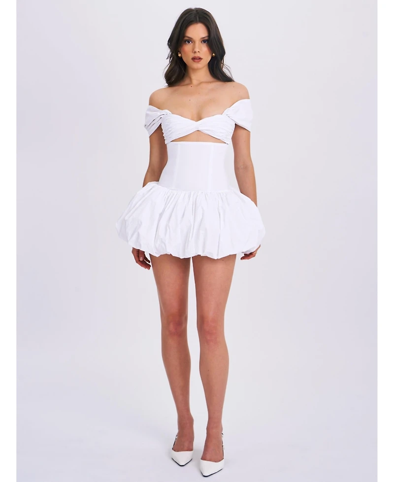 Miss Circle Women's Umika White Bubble Hem Mini Dress