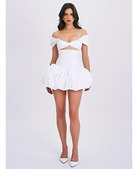 Miss Circle Women's Umika White Bubble Hem Mini Dress