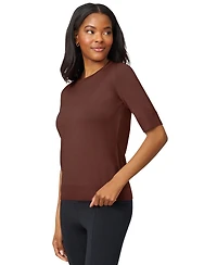 Melissa Paige Petite Crew-Neck Elbow-Sleeve Fine-Gauge Sweater