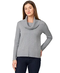 Melissa Paige Petite Cowlneck High-Low Side-Slit Sweater