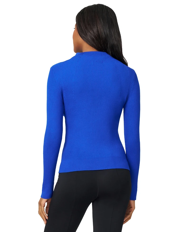 Melissa Paige Petite Funnel-Neck Ribbed Pullover Sweater