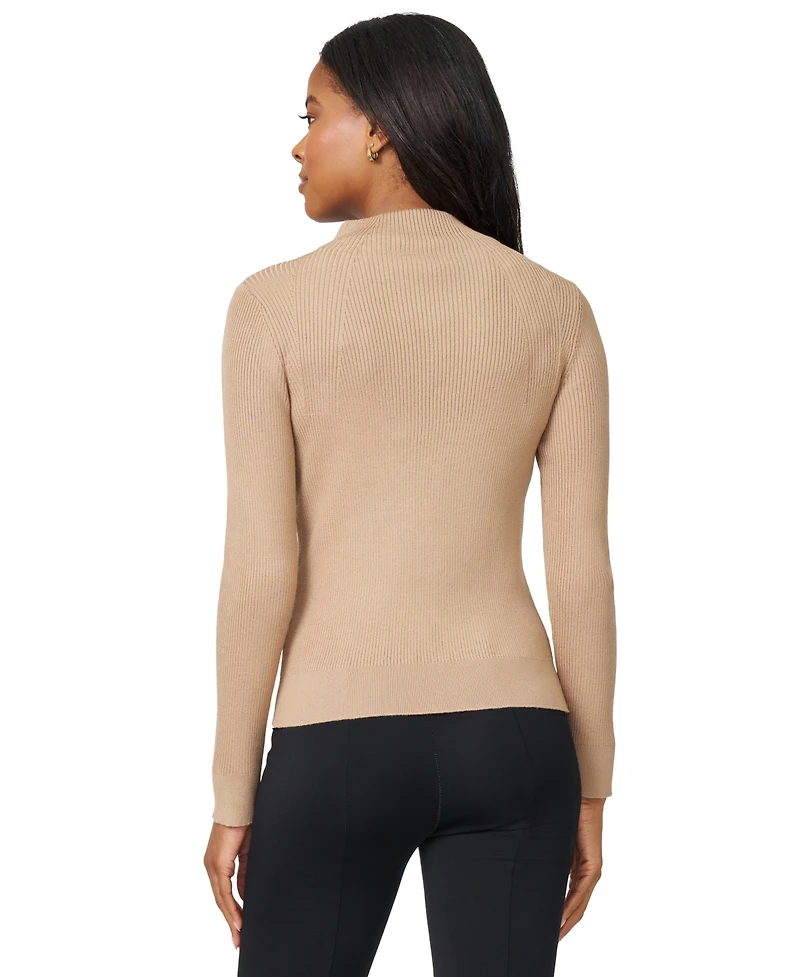 Melissa Paige Petite Funnel-Neck Ribbed Pullover Sweater