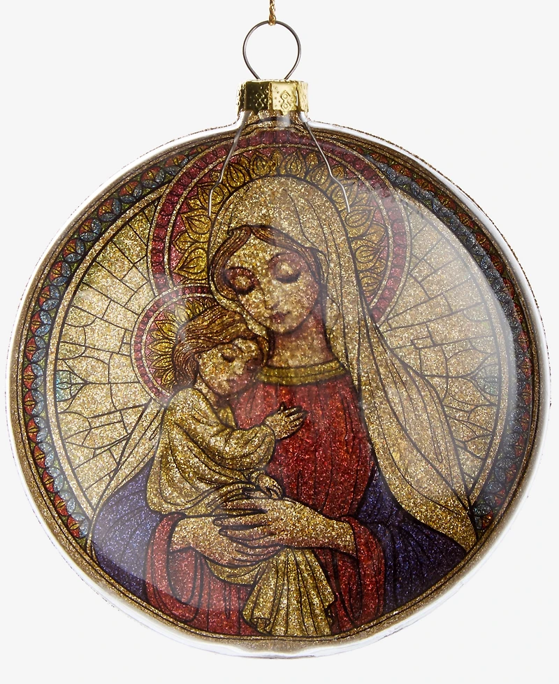Holiday Lane Blessed Mother and Child Glass Disc Ornament, Macy's Exclusive