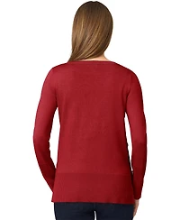 Melissa Paige Petite Tipped Side-Button Tunic Sweater