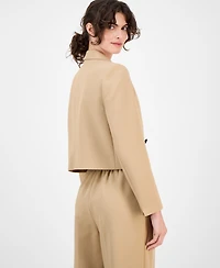 Anne Klein Women's Double-Breasted Peak-Lapel Ultra-Fine-Twill Cropped Jacket