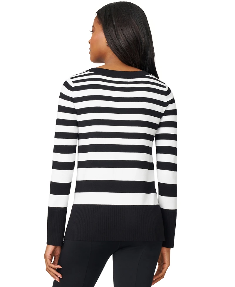 Melissa Paige Women's Striped Scoop Neck Tunic Sweater