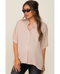 Pinkblush Maternity Black Button Up Dolman Short Sleeve Top