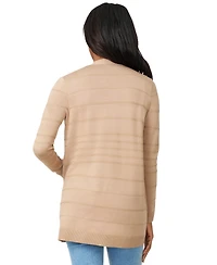 Melissa Paige Petite Textured-Stripe Open-Front Cardigan Sweater