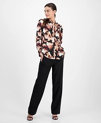Anne Klein Women's Pleat-Front Long-Sleeve Blouse