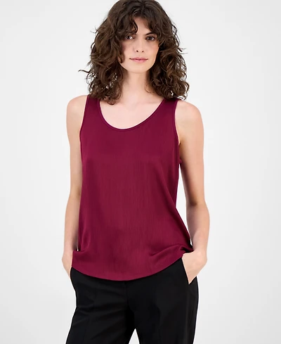 Anne Klein Women's Crinkled Scoop-Neck Sleeveless Top