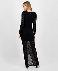 Guess Women's Long-Sleeve Alba Pointelle Maxi Dress