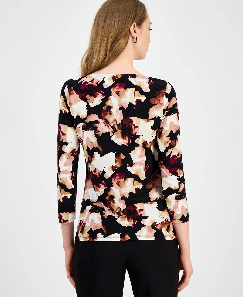 Anne Klein Women's Printed Hardware-Trim Top