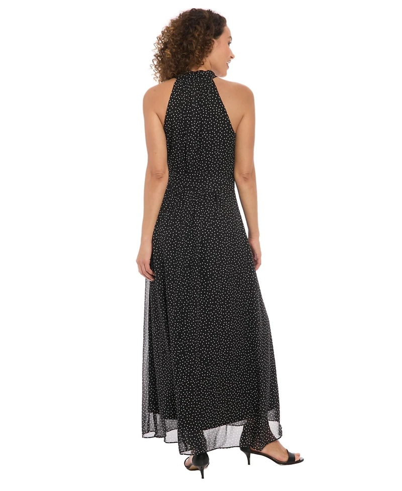 London Times Petite Crisscross Chiffon A-Line Dress