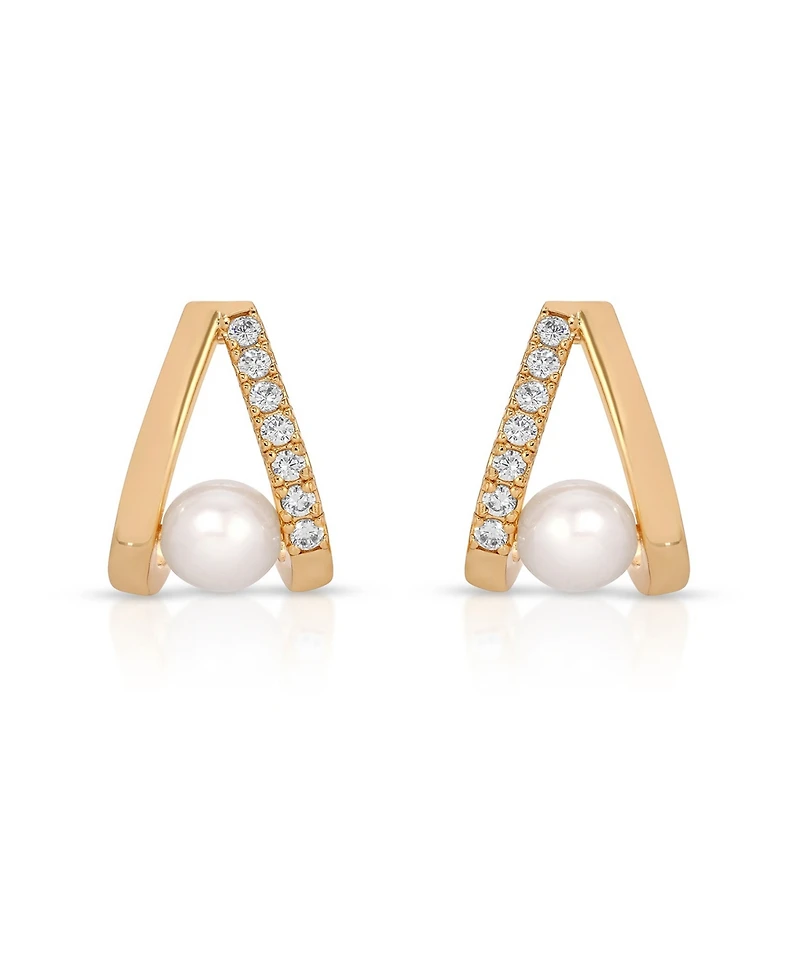 Ettika Pave and Mother of Pearl Drop Earrings