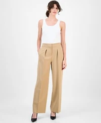 Anne Klein Womens High Rise Pleated Wide Leg Ultra Fine Twill Pants 0p 16