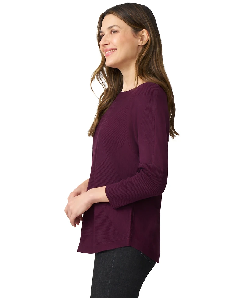 Melissa Paige Petite Diamond-Knit Dolman-Sleeve Sweater