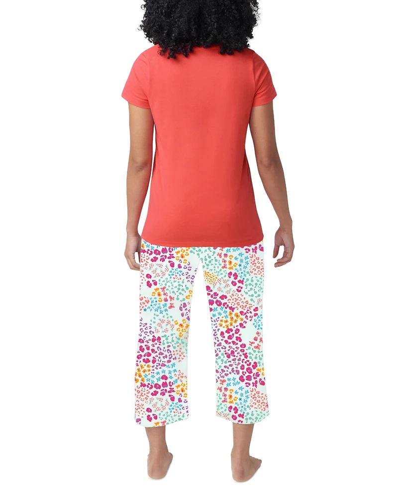 Hue Women's Printed Short-Sleeve Capri Pajama Set