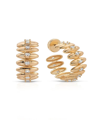 Ettika Thick Oval Dome Baguette Hoop Earrings