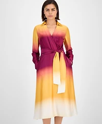 Tahari Asl Women's Ombre Faux-Wrap Dress