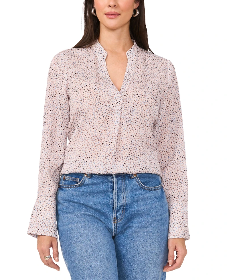 Vince Camuto Women's V-Neck Long-Bell-Sleeve Top