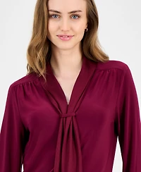 Anne Klein Women's Tie-Neck Long-Sleeve Blouse