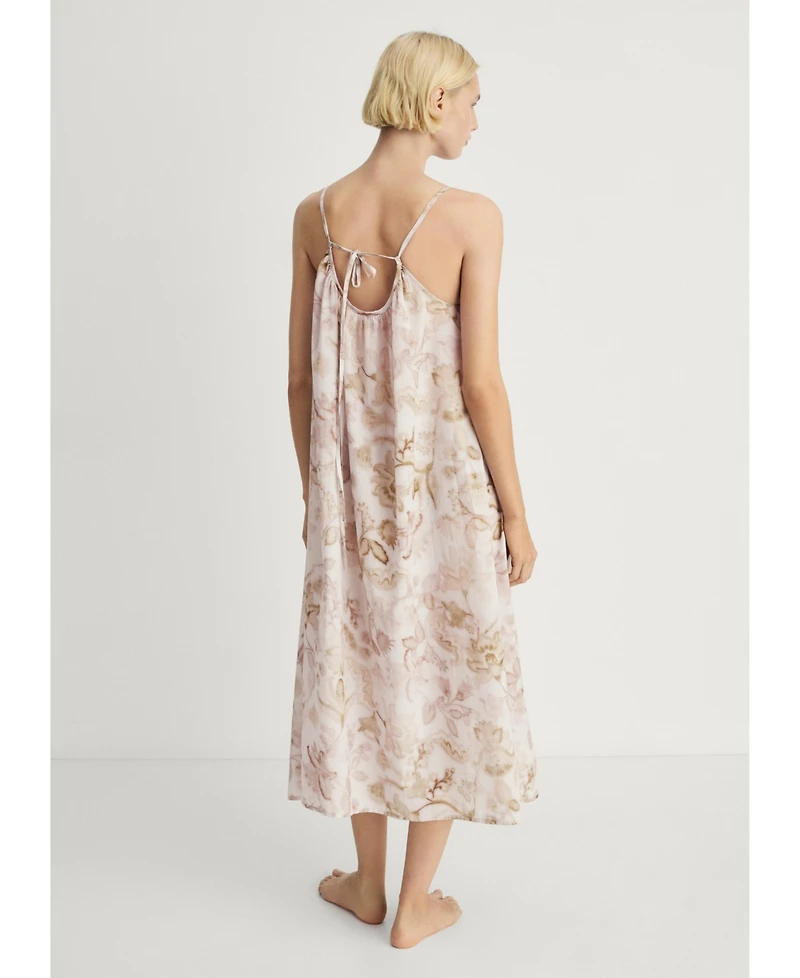 Mango Women's Floral Print Cotton Nightgown