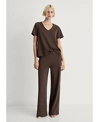 Mango Women's Plain V-Neck Cotton Pajama T-Shirt