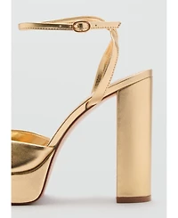 Mango Women's Metallic-Effect Heeled Sandals