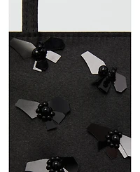 Mango Women's Flower Applique Handbag