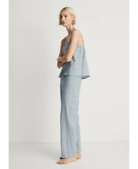 Mango Women's Cotton Striped Woven Seersucker Pajama Pants