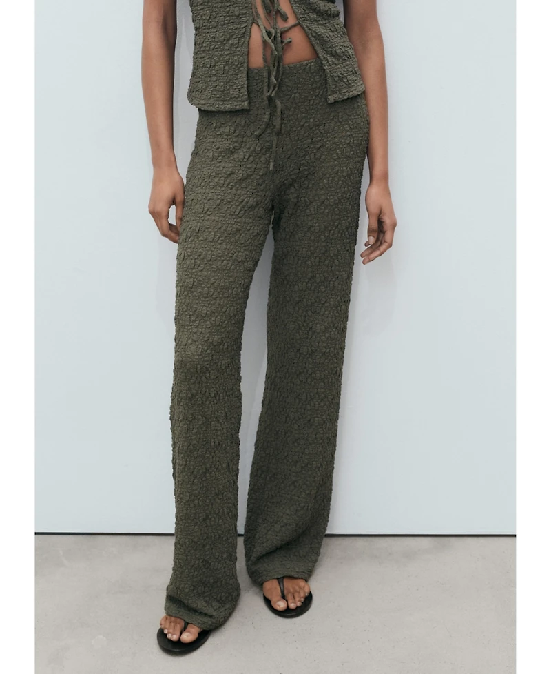Mango Women's Straight Textured Pants