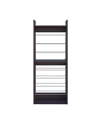 Oak Springs Tall Open Shoe Rack with Metal Rails and Multi-Tier Shelves, Wengue