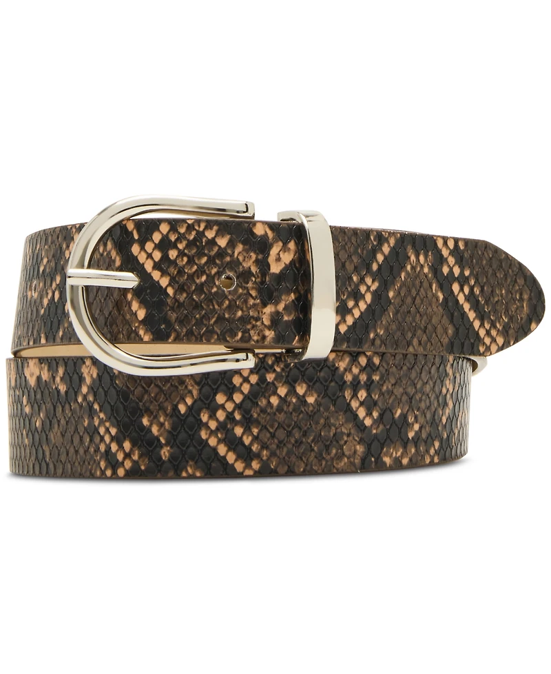 Steve Madden 1-3/10" Faux-Leather Belt, Set of 2