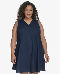 Dkny Plus Linen-Blend Shift Dress