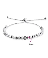 Bling Jewelry Minimalist Layering .925 Sterling Silver 3MM Seed Bead Bolo Slide Bracelet Adjustable Slide 6.5- 8 Inch
