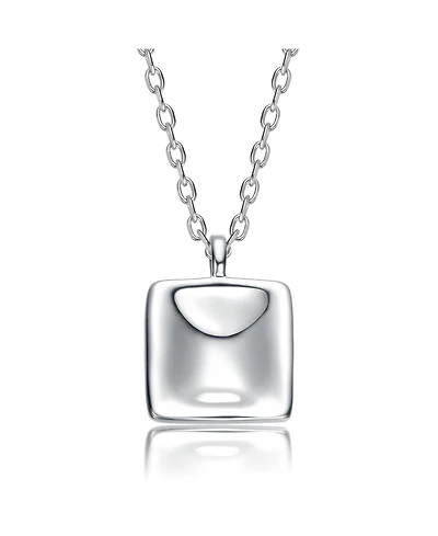 White Gold Plated with Sleek Square Pendant necklace