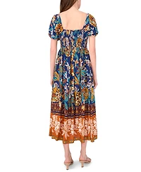Msk Petites Mixed-Print Challis Midi Dress