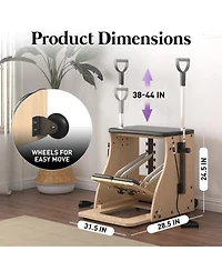 Mikolo Pilates Combo Chair – Oak Frame, Resistance Bands & Split Pedals for Home/Studio