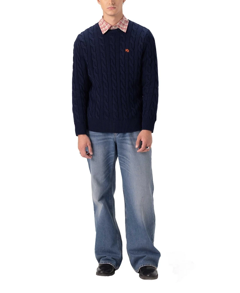 Members Only Men's Crew Neck Cable Knit Sweater