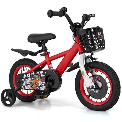 Kids Bike Adjustable with Storage Basket and Double Brake for 3-4 Years Old