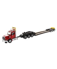 Diecast Masters 1/50 Red Western Star 49X Sb Tridem & Xl 120 Hdg Trailer w/ Single & Tandem Axle Boosters