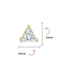 Bling Jewelry Set of 2 Triangle Clear Cubic Zirconia Stud Earrings Gold Plated Sterling Silver