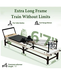 Mikolo 91" Adjustable Height Pilates Reformer – Piano Wire Springs, Jump Board, Foldable Design