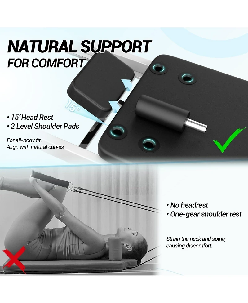 Mikolo Foldable Reformer Pilates Machine for Home Use – Dual Resistance System (Springs & Cords), Includes Jump Board for Full-Body Home Workou