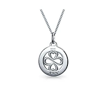 Bling Jewelry Ayllu Amulet Heart Infinity Clover Pendant Necklace for Love and Luck Silver
