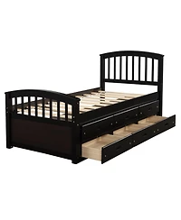 Twin Size Platform Storage Bed Solid Wood Bed With 6 Drawers