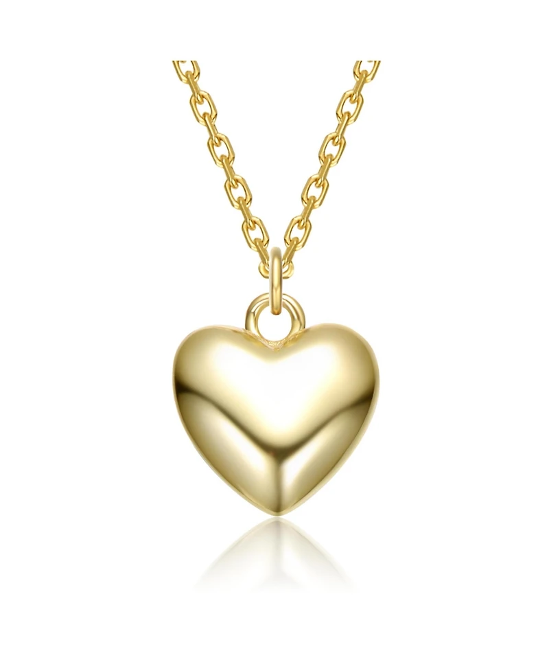 14K Gold Plated Shiny Heart Pendant Necklace